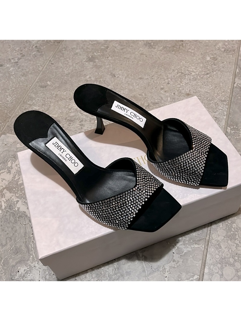 Jimmy Choo Skye 70 Embellished High Heel Slide Sandals - Picture 8 of 16